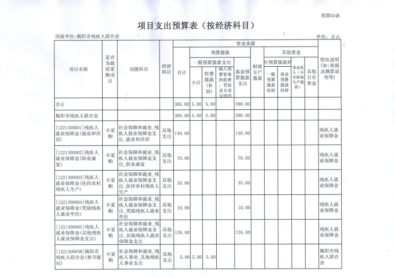 揭阳市残疾人联合会2013年预算产出表(图1)