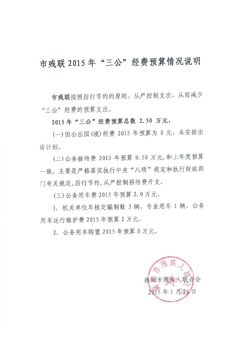 市残联2015年“三公”基金预算说明(图1)