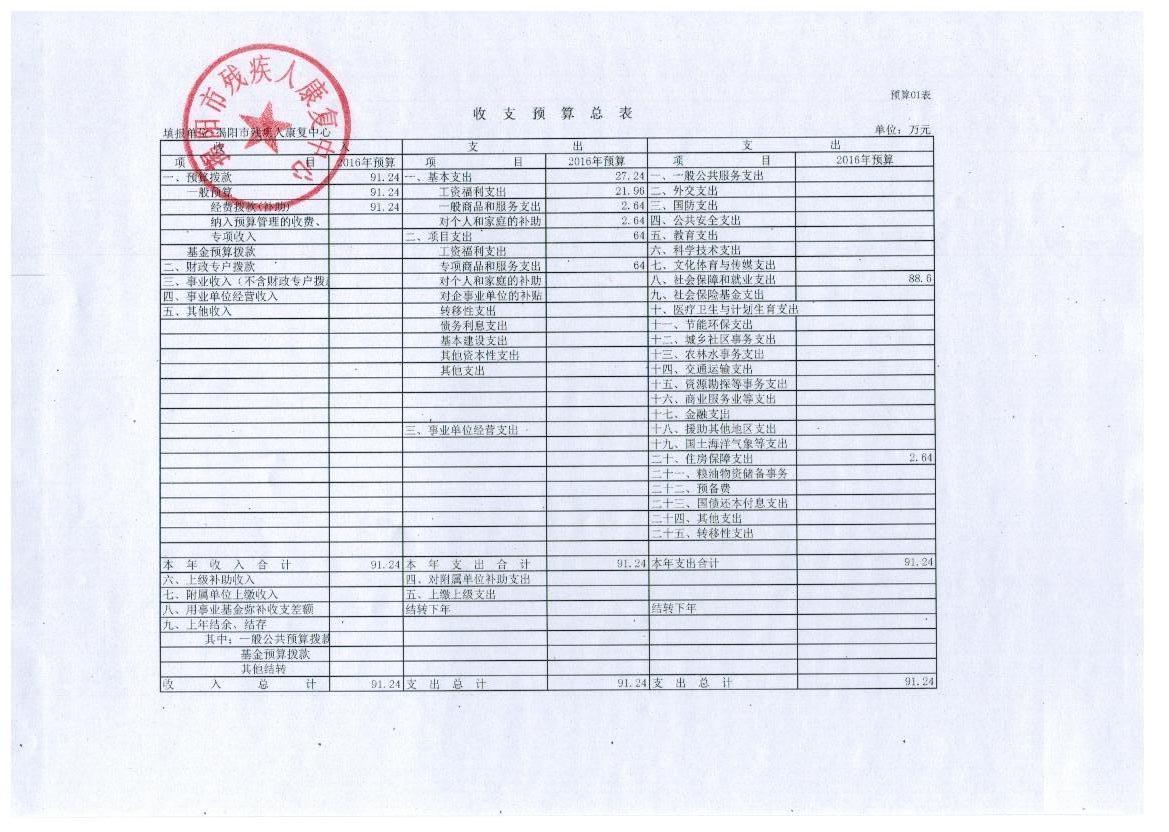 市残疾人康复中心2016年度部门预算公示(图1)