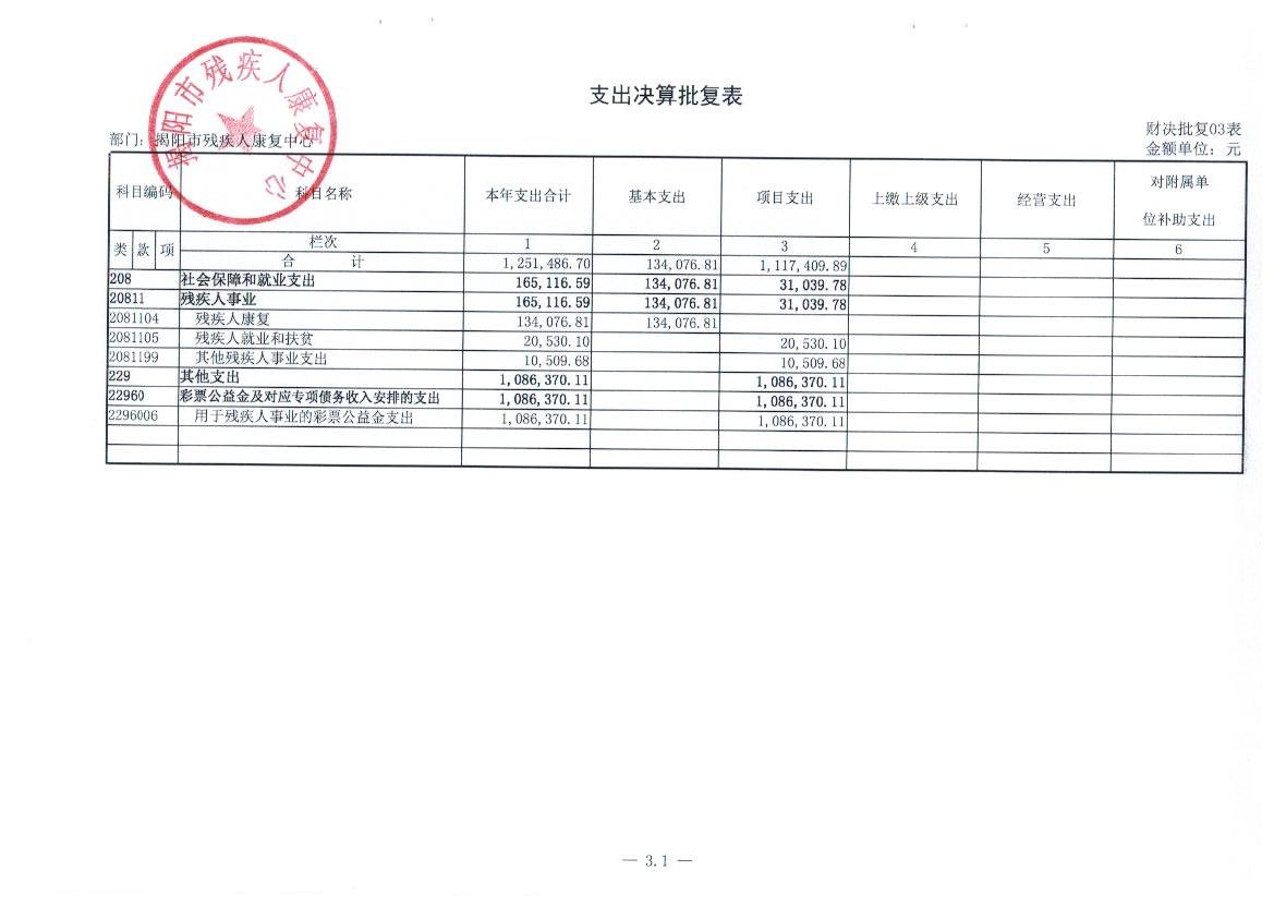 市残疾人康复中心2015年度决算公示(图2)