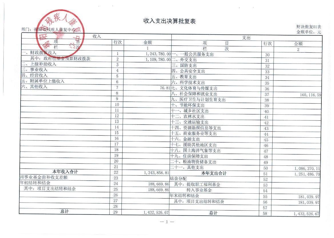 市残疾人康复中心2015年度决算公示(图1)